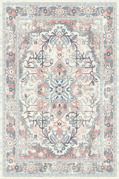 Ivory Pink Medallion Traditional Oriental Area Rug
