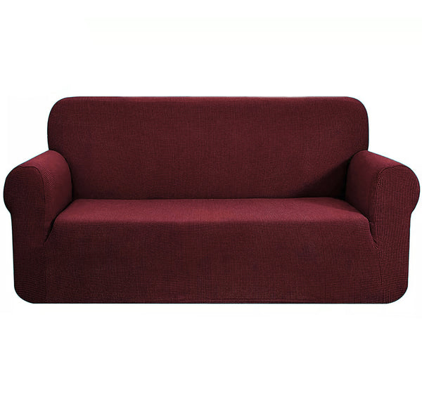 Burgundy 2-Piece Set Slipcover Sofa & Loveseat Cover Protector 4-Way Stretch Elastic