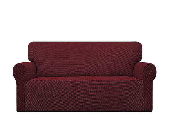 Burgundy 2-Piece Set Slipcover Sofa & Loveseat Cover Protector 4-Way Stretch Elastic