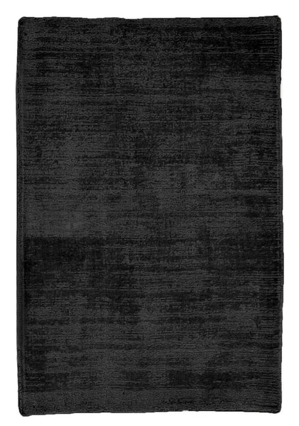 Black Faux Silk Solid Color Contemporary Modern Hand-Tufted 100% Viscose Area Rug Carpet