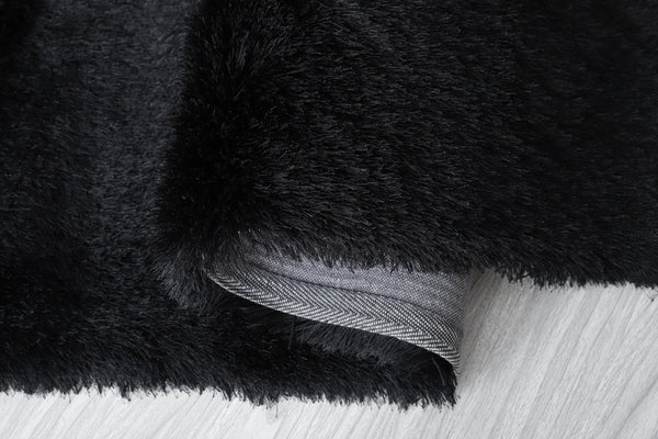 9' x 12' Black Solid Thick Super Soft Shaggy Shag Area Rug