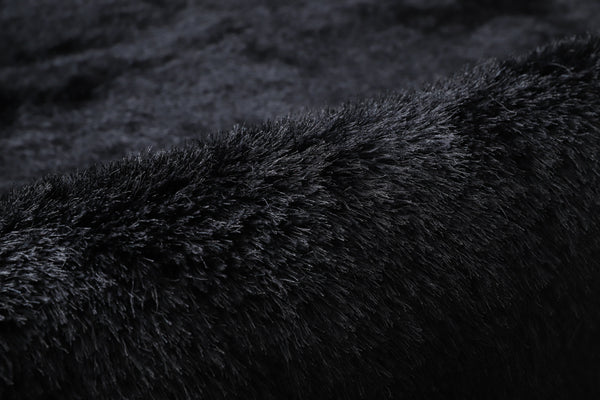 8' x 10' Black Solid Thick Super Soft Shaggy Shag Area Rug