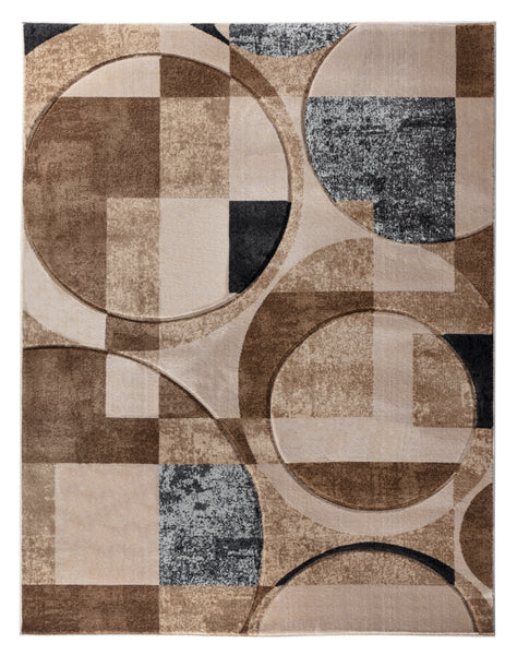 Beige Geometric Shapes Hand-Carved Abstract Soft Premium Modern Contemporary Non-Shedding Area Rug