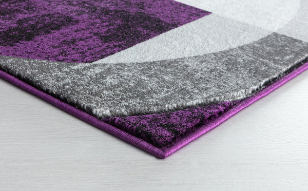 Silver Grey Purple Geometric Shapes Hand-Carved Abstract Soft Premium Modern Contemporary Non-Shedding Area Rug