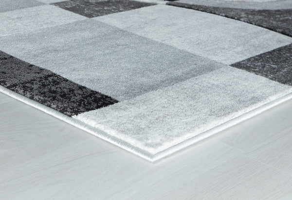 Silver Grey Geometric Shapes Hand-Carved Abstract Soft Premium Modern Contemporary Non-Shedding Area Rug
