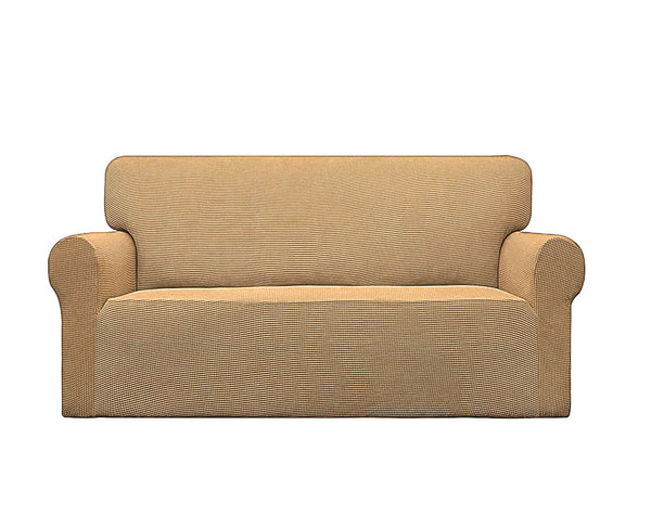 Gold 2-Piece Set Slipcover Sofa & Loveseat Cover Protector 4-Way Stretch Elastic