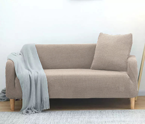Khaki 2-Piece Set Slipcover Sofa & Loveseat Cover Protector 4-Way Stretch Elastic