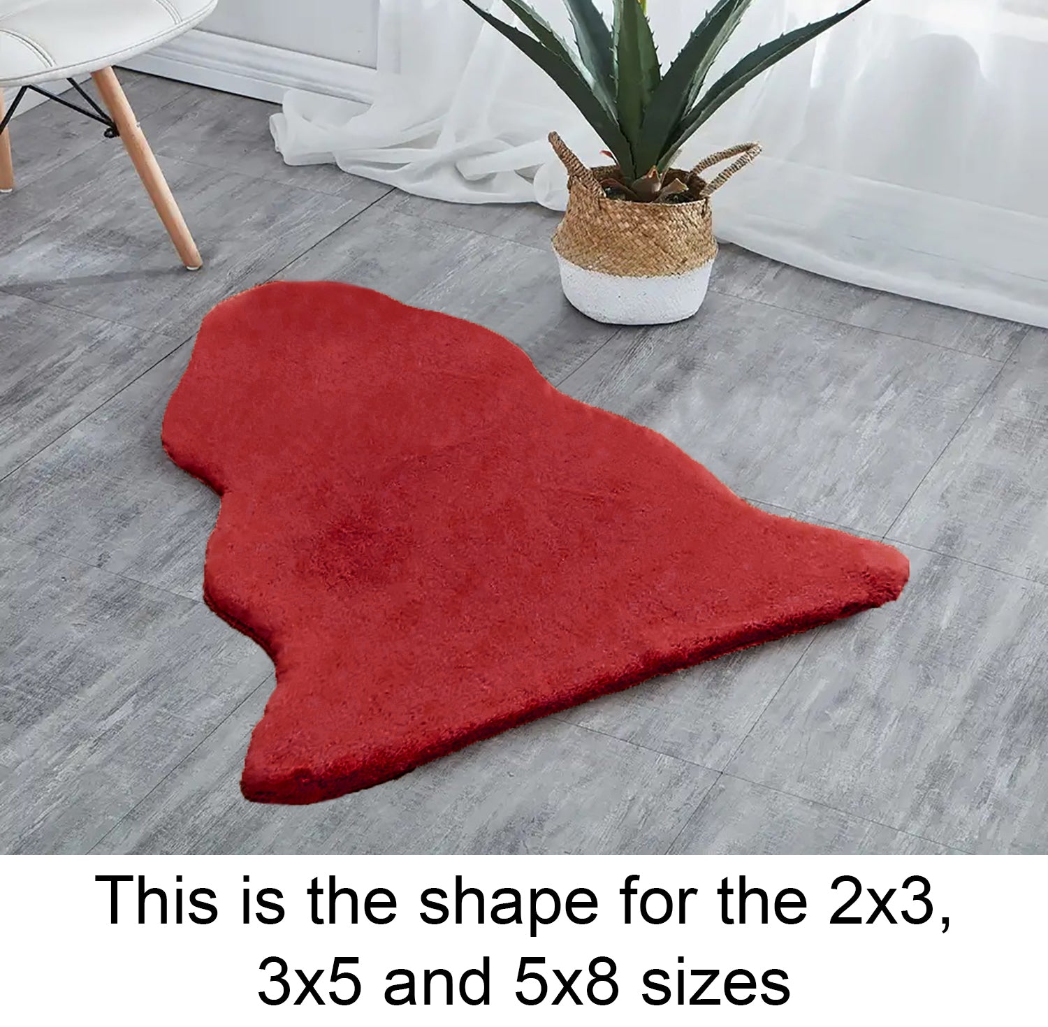 【ラブレッド♡】 ムートン　絨毯 Red Faux Rabbit Fur Fuzzy Soft Fluffy Plush Cozy Shaggy Area Rug