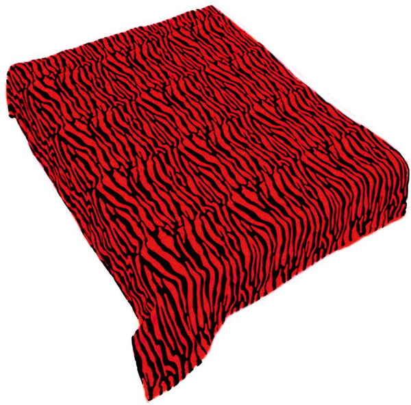 Zebra Red and Black Animal Print Coral Fleece Mega Throw Soft Blanket