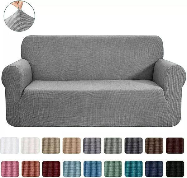 Silver 2-Piece Set Slipcover Sofa & Loveseat Cover Protector 4-Way Stretch Elastic