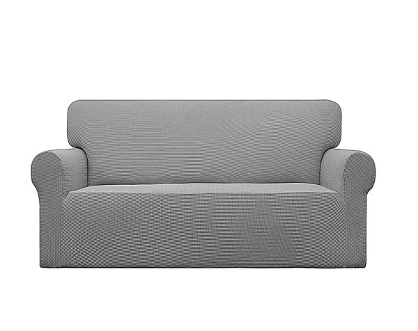 Silver 2-Piece Set Slipcover Sofa & Loveseat Cover Protector 4-Way Stretch Elastic