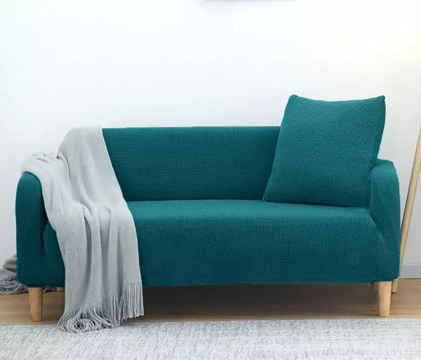 Teal Blue 2-Piece Set Slipcover Sofa & Loveseat Cover Protector 4-Way Stretch Elastic