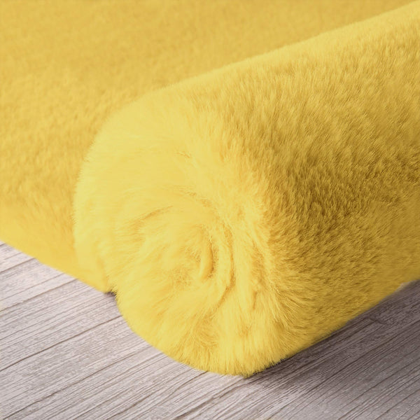 Yellow Faux Rabbit Fur Fuzzy Soft Fluffy Plush Cozy Shaggy Area Rug