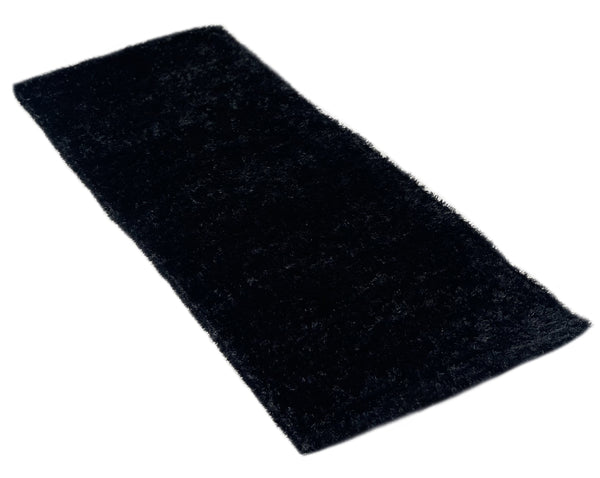 2' x 5' Feet Black Shimmer Shag Shaggy Reversible Soft Solid Color Area Rug