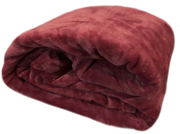 Burgundy 100% Polyester Solid Color Flannel Luxury Soft Micro-Fleece Ultra Plush Solid Throw Blanket Bedding