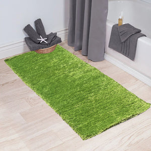 2' x 5' Feet Green Shimmer Shag Shaggy Reversible Soft Solid Color Area Rug