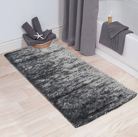 2' x 5' Feet Grey Shimmer Shag Shaggy Reversible Soft Solid Color Area Rug