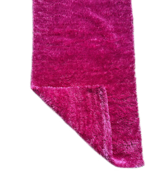 2' x 5' Feet Hot Pink Shimmer Shag Shaggy Reversible Soft Solid Color Area Rug