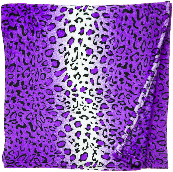 Leopard Purple and White Animal Print Coral Fleece Mega Throw Soft Blanket