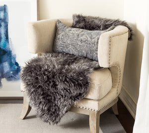 Grey Faux Sheepskin Shaped Rug