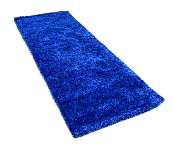 2' x 5' Feet Navy Blue Shimmer Shag Shaggy Reversible Soft Solid Color Area Rug