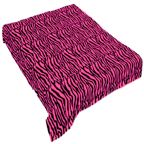 Zebra Pink and Black Animal Print Coral Fleece Mega Throw Soft Blanket