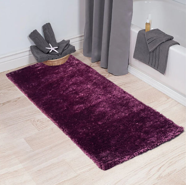 2' x 5' Feet Purple Shimmer Shag Shaggy Reversible Soft Solid Color Area Rug