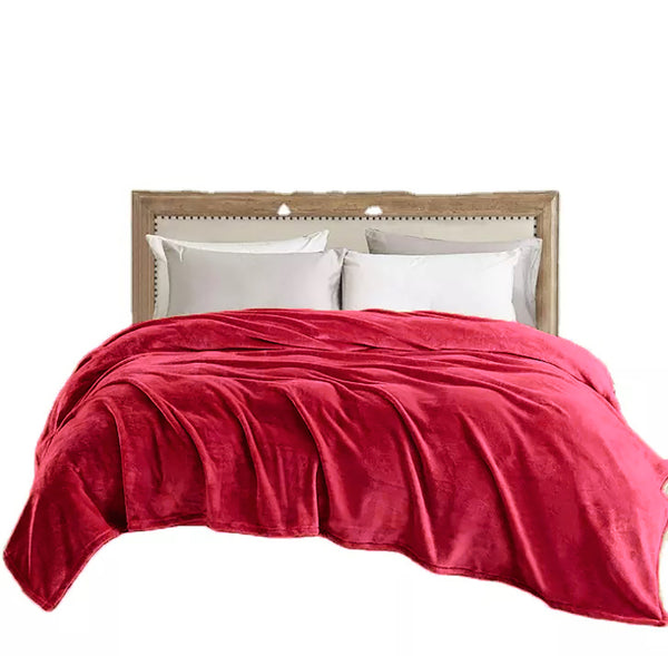 Red 100% Polyester Solid Color Flannel Luxury Soft Micro-Fleece Ultra Plush Solid Throw Blanket Bedding