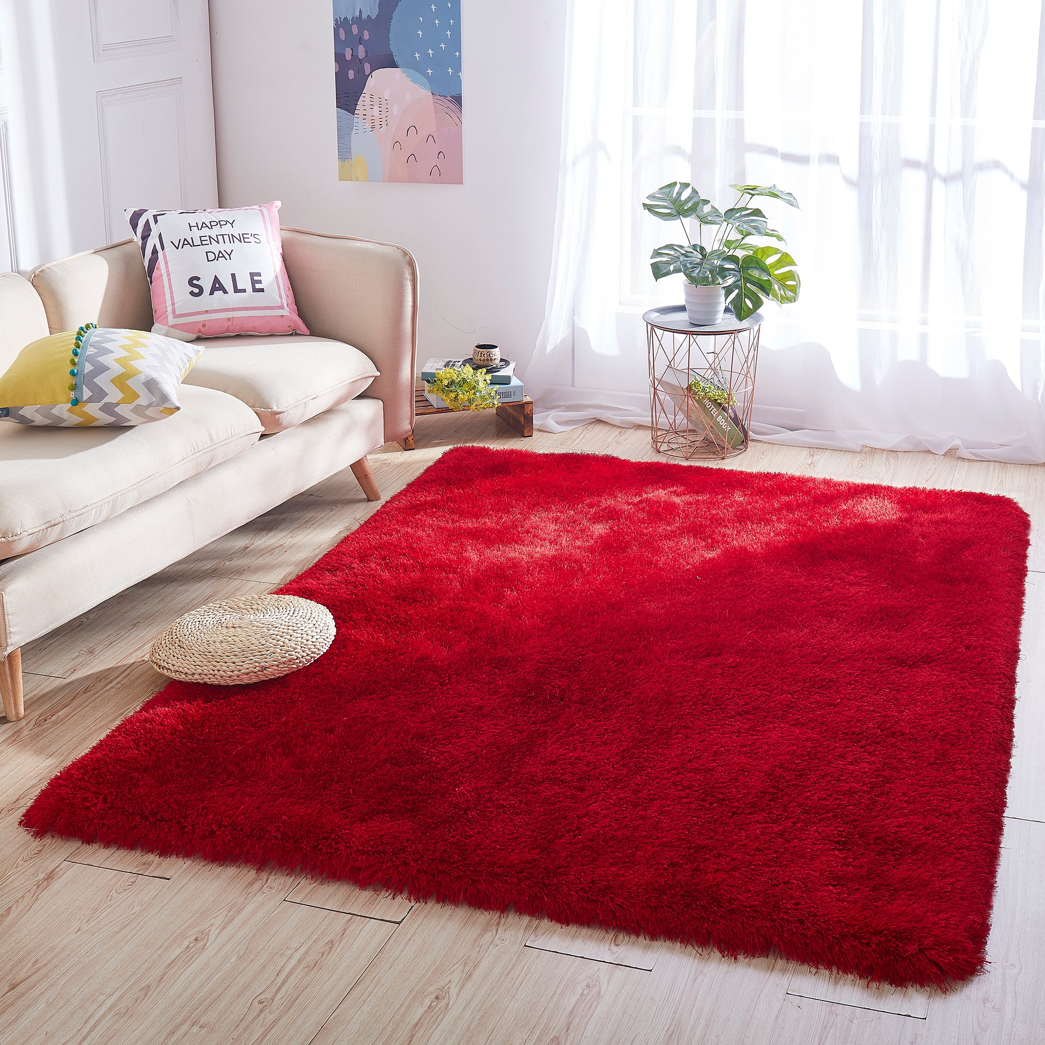 5' x 7' Red Thick Dense Pile Super Soft Living Room Bedroom Shaggy Shag Area Rug