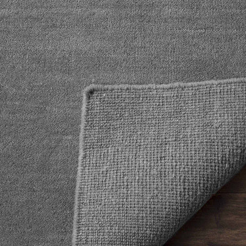 Dark Silver Solid 100% Wool Soft Modern Area Rug