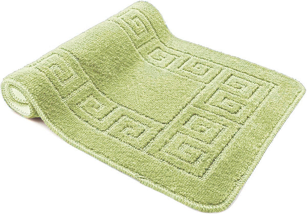 3 Piece Bath Set Anti-Slip Patchwork Bathroom Mat, Large Contour Mat & Lid Cover Sage Green