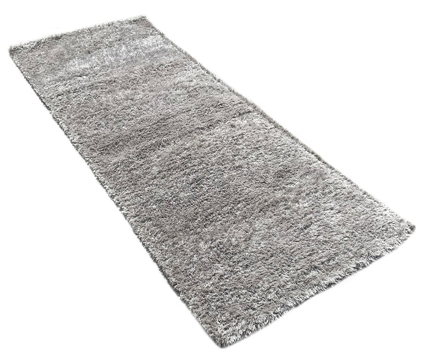 2' x 5' Feet Silver Shimmer Shag Shaggy Reversible Soft Solid Color Area Rug