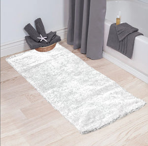 2' x 5' Feet White Shimmer Shag Shaggy Reversible Soft Solid Color Area Rug