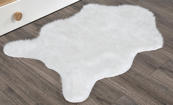 2'x3' Hand Made Faux Sheepskin Rug Carpet - White