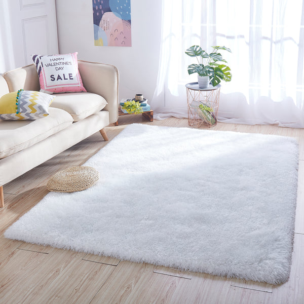 5' x 7' White Thick Dense Pile Super Soft Living Room Bedroom Shaggy Shag Area Rug